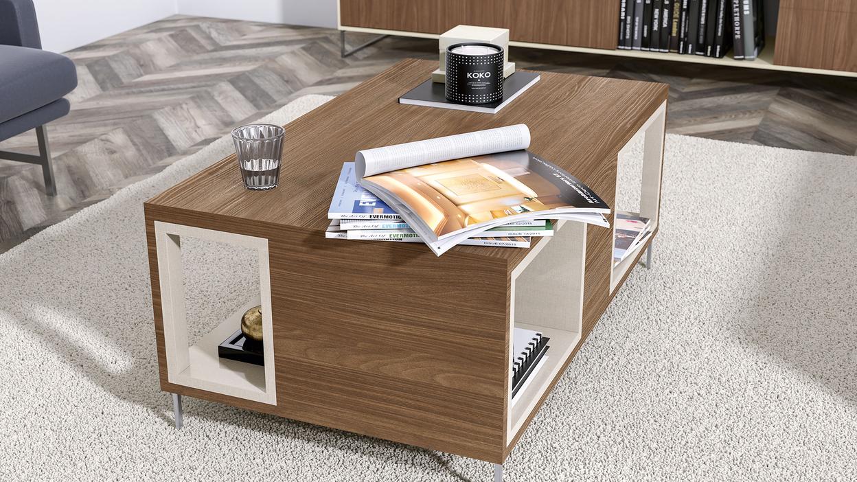 Couchtisch aus Holz mit Stauraum